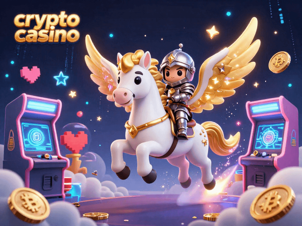Experience the excitement of a crypto casino with vibrant 3D characters and dynamic gaming elements.