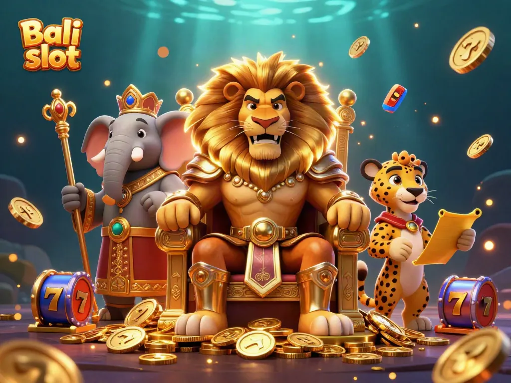 Bali slot gameplay scene with a lion king and vibrant slot elements for casino enthusiasts