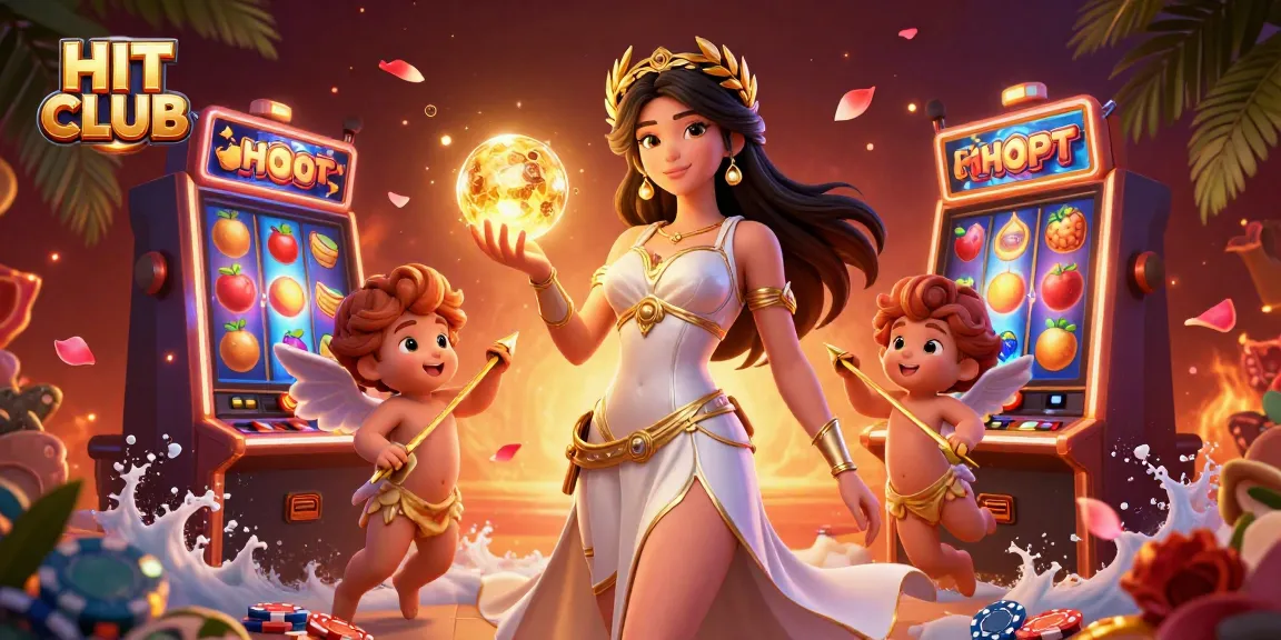 Experience HIT CLUB's vibrant atmosphere filled with spinning slots, lively characters, and rich rewards.