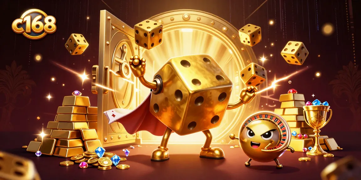 Engage with c168's vibrant online casino world featuring golden dice and treasure galore.