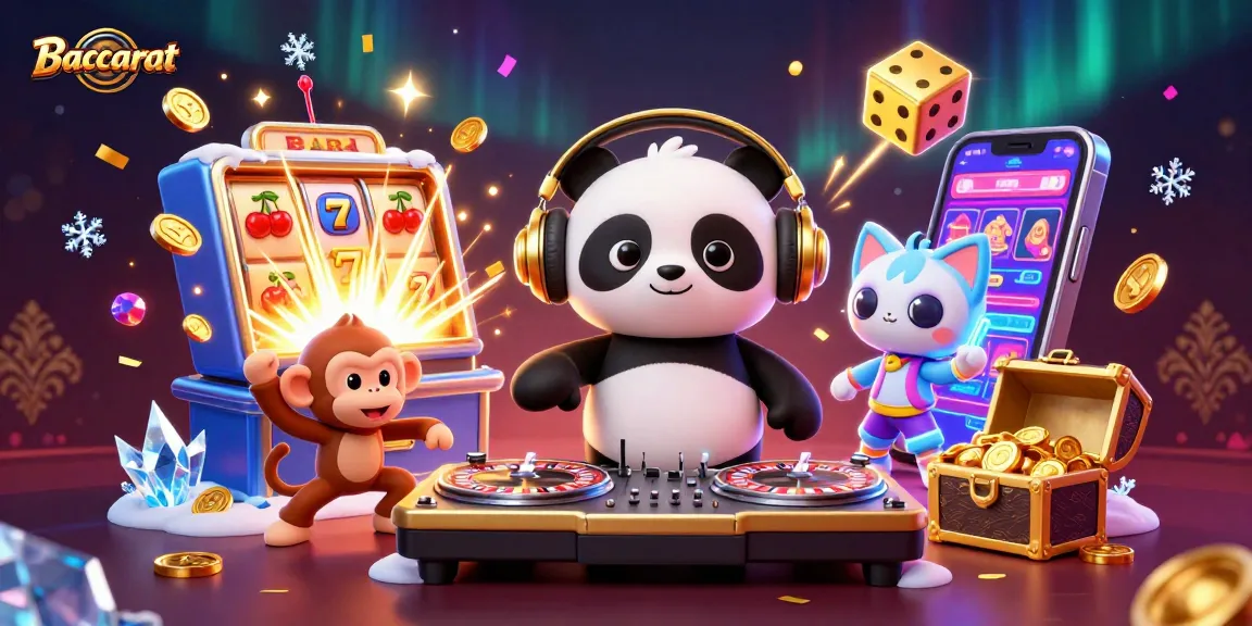 Baccarat characters celebrate at an electrifying casino party filled with festivities and jackpot excitement.