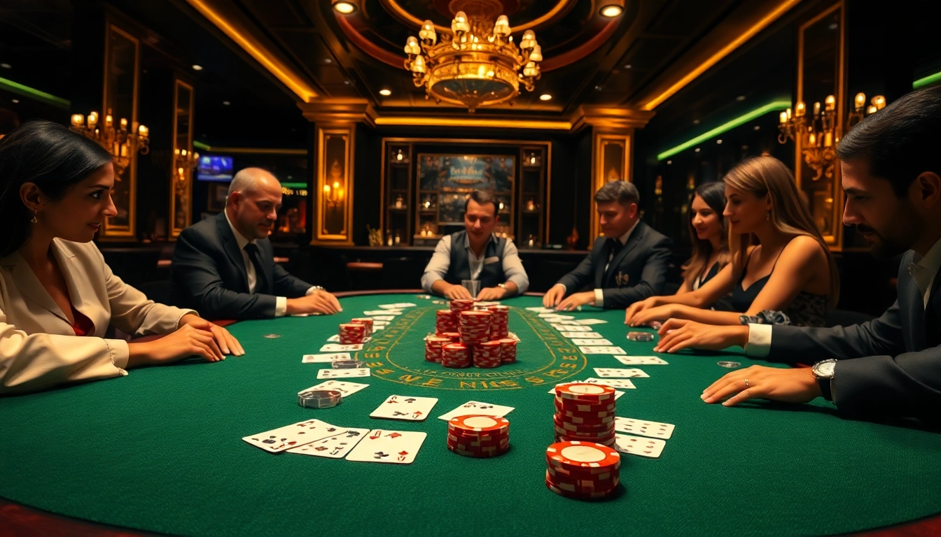 Join an exciting Blackjack Casino game featuring vibrant cards and lively players.