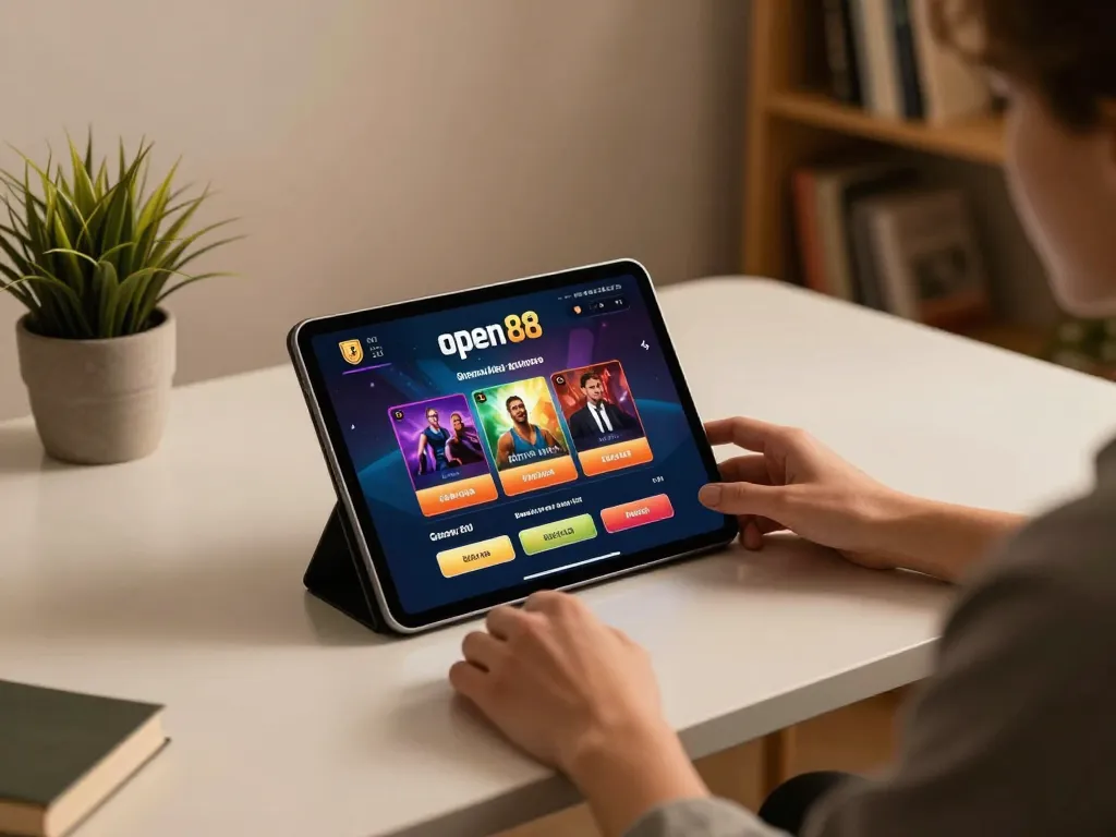 Engaging in online gaming at open 88 casino platform on a cozy desk setup.