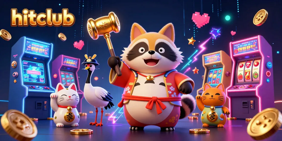 Experience thrilling gameplay with hitclub in a vibrant, energetic casino scene with joyful characters and game elements.