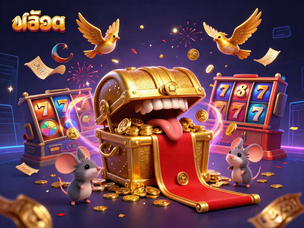 Spin the สล็อต wheels and uncover treasures in this vibrant 3D illustration featuring rich, exciting elements.