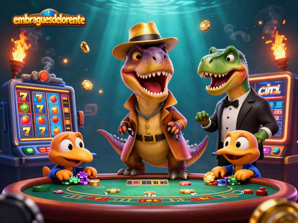 Menang menarik di embraguesdeloriente dengan velociraptor menghitung kartu dan slot berwarna-warni