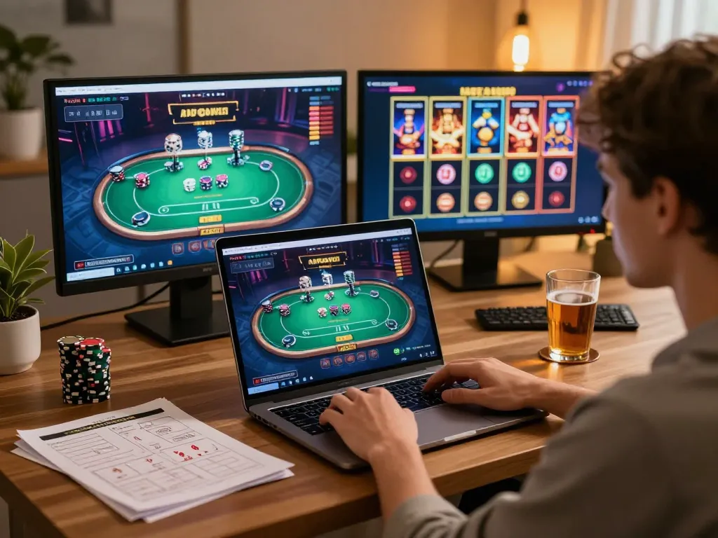 Player engaged in online poker game on 3win's platform, highlighting strategic gameplay.