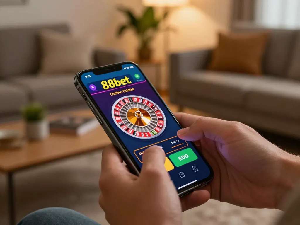 An active player using 88bet app to place a bet on a roulette game, showcasing engaging gameplay.