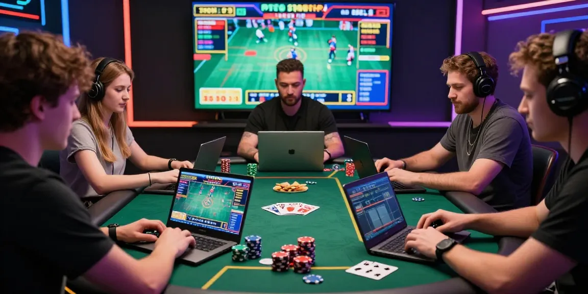 Players enjoying online gambling on mahajitu platform, showcasing excitement and interaction.