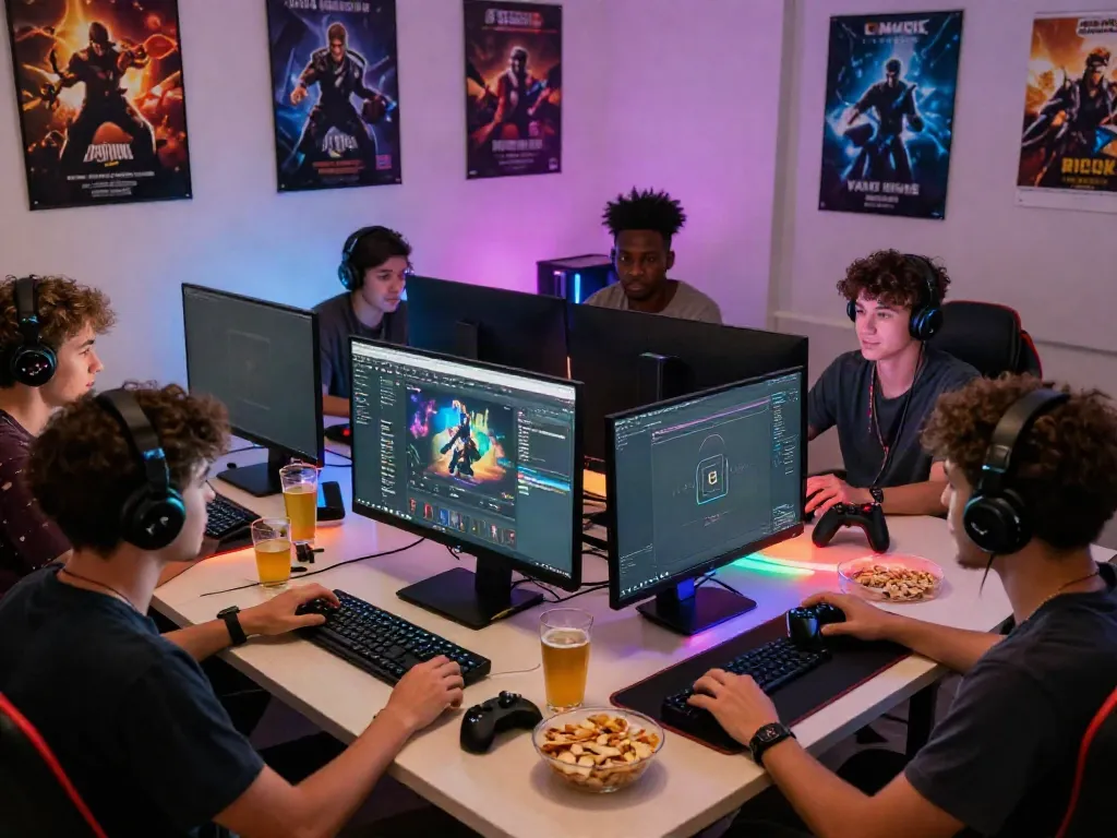 A80 gaming scene with friends enjoying an online game session together.