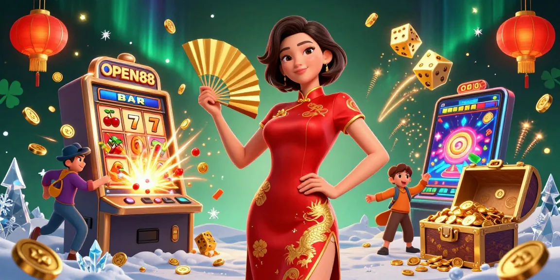 Engage with OPEN88's vibrant casino experience featuring a dynamic 3D illustration of a confident Asian woman.