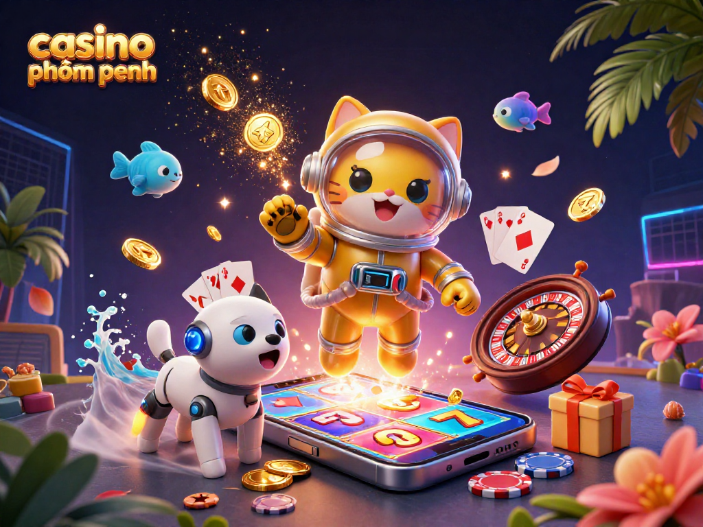 Experience the excitement of casino phnom penh with vibrant slots and animated characters.