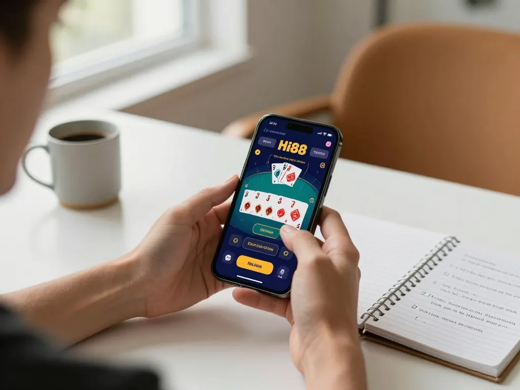 Player enjoying real-time games on the Hi88 app, focused on betting strategies and mobile gaming.
