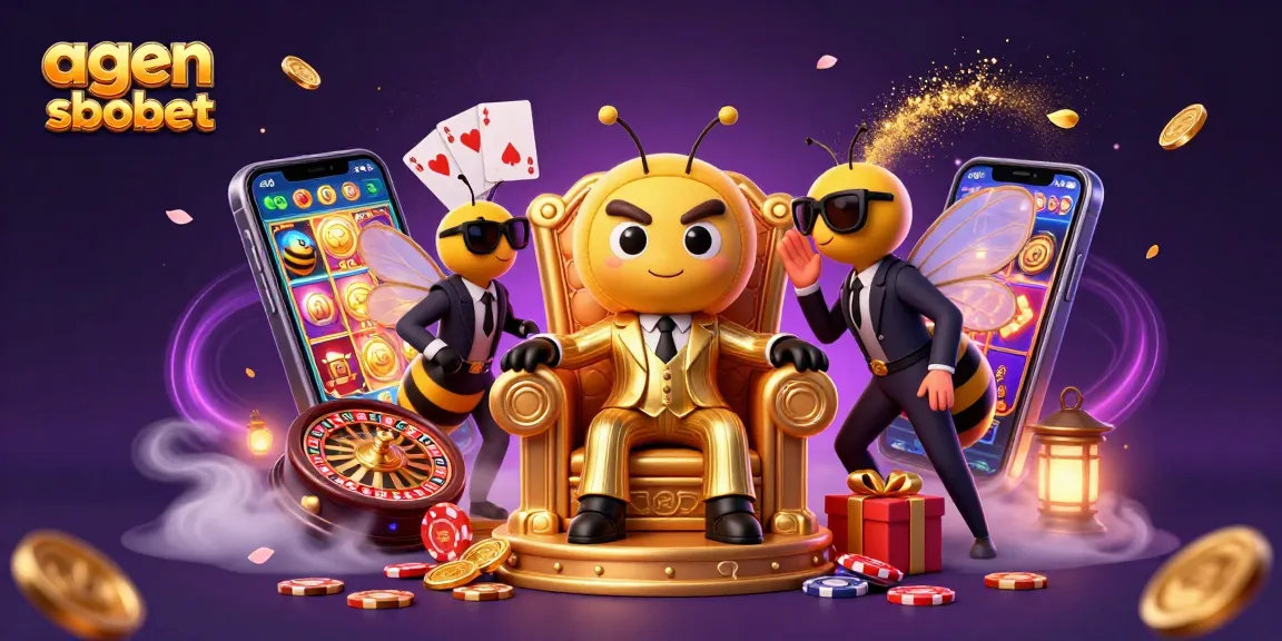 Engage with agen sbobet as the bumblebee boss oversees thrilling bets and dynamic gaming action in a vibrant casino scene.