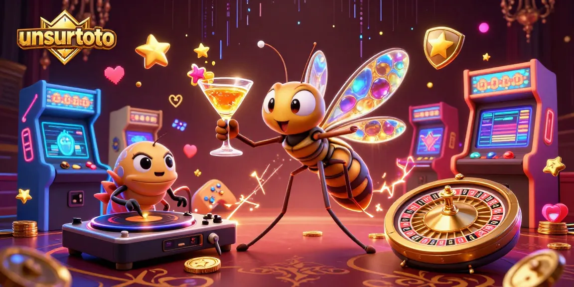 Experience unsurtoto’s thrilling energy through a vibrant 3D casino illustration showcasing fun gaming elements.