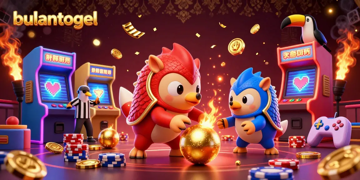 Bulantogel menghadirkan pertarungan seru antara dua pangolin bersaing melempar bola emas di atas tumpukan chip poker.