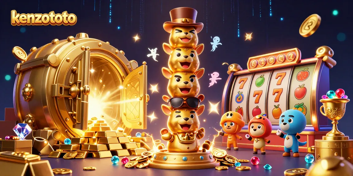 Experience thrilling wins with kenzototo featuring vibrant slot symbols and a dynamic golden totem.