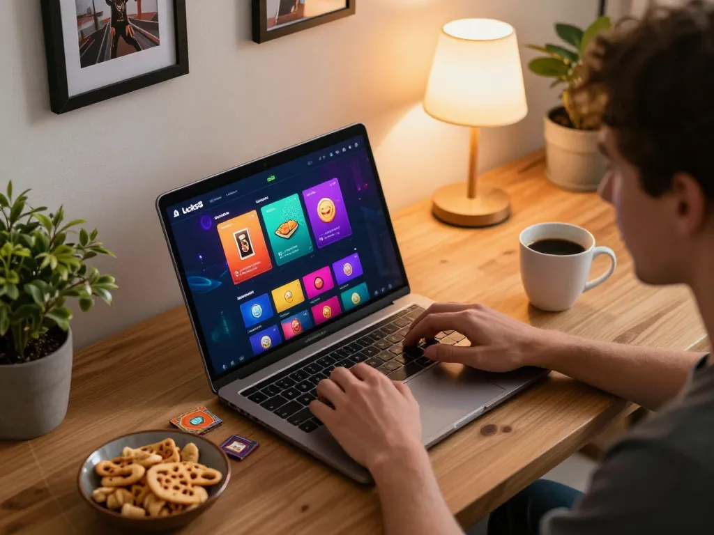 Phiên chơi game trực tuyến hấp dẫn với ứng dụng lucks8 hiển thị trên laptop, tạo không khí ấm cúng