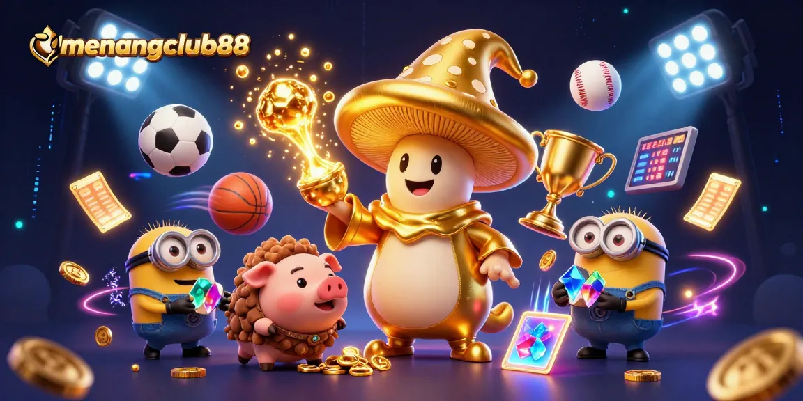 Experience the excitement of menangclub88 with our dynamic 3D illustration of treasure-hunting adventures.