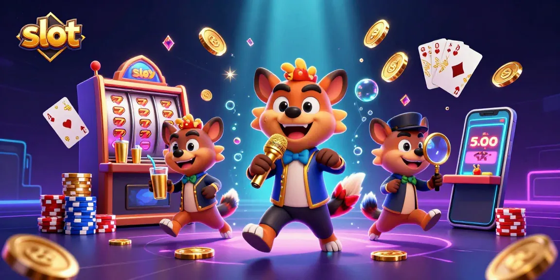 Spin to win with a vibrant slot scene featuring hyena comedians and sparkling gems.