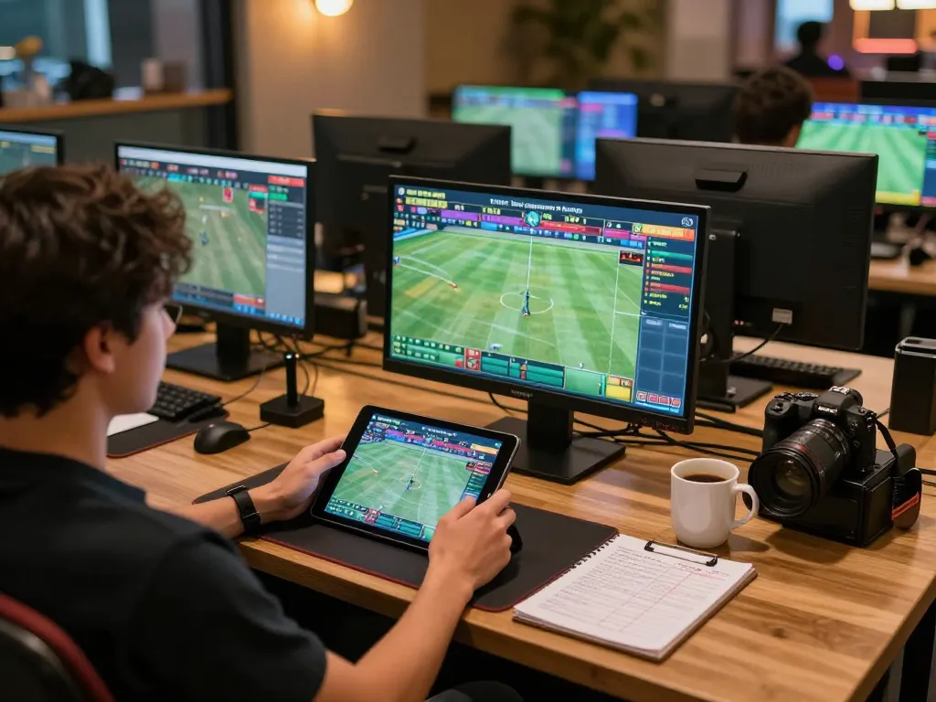 Engaged bettor using UU88 on tablet for live sports betting, showcasing strategic gameplay.