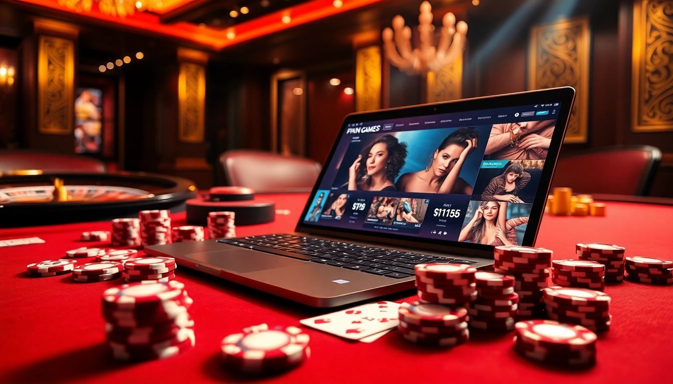 Engaging in thrilling gaming with porn games at an upscale casino, showcasing poker and roulette.