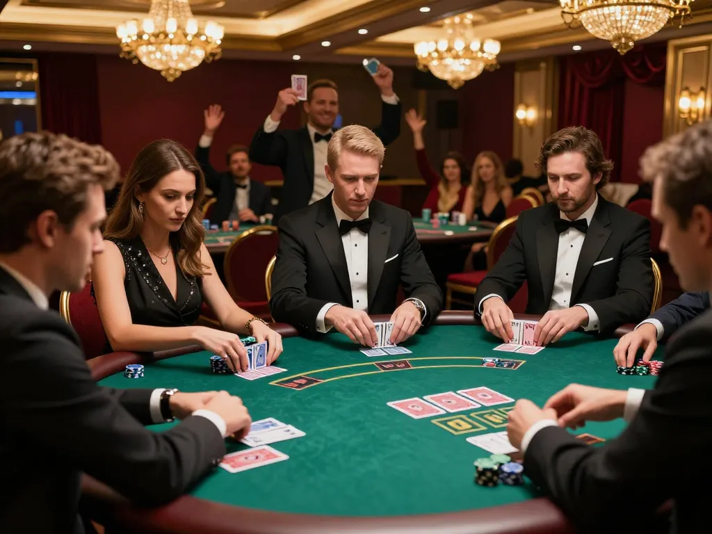 98win players enjoying a thrilling blackjack game in a luxurious casino setting