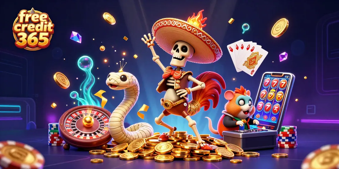 Experience exhilarating gaming with free credit 365 as a skeleton mariachi rooster celebrates atop gold coins, accompanied by a mummy snake and a zombie DJ.
