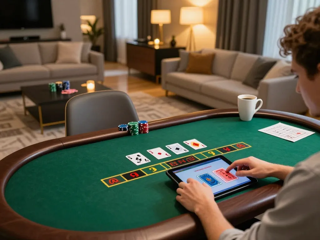 Player enjoying live dealer blackjack on lc88 mobile app, capturing engaged gaming experience at home