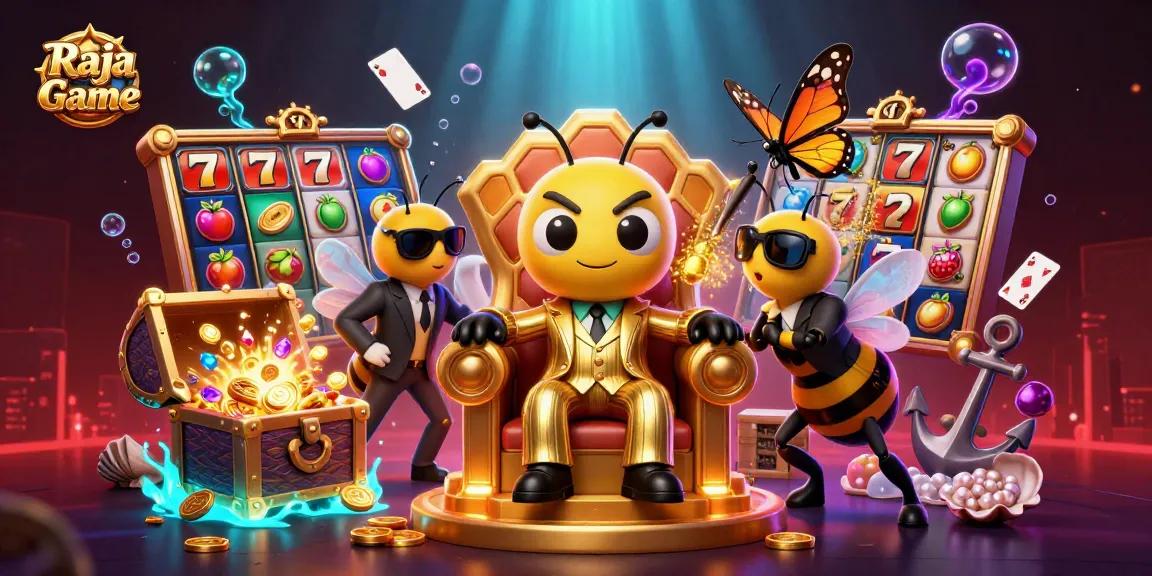 Play dynamic slot games with Raja Game featuring a bumblebee mob boss and vibrant casino elements.