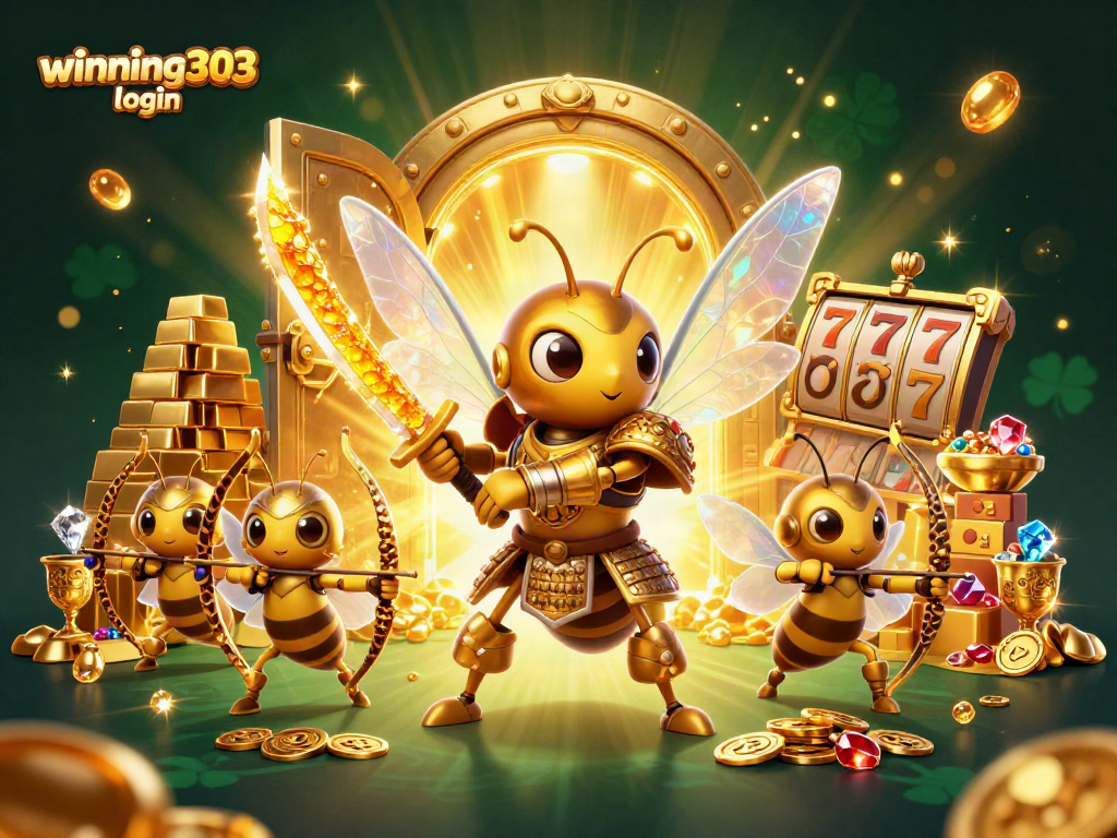 Engage with the winning303 login experience featuring vibrant characters and casino elements.