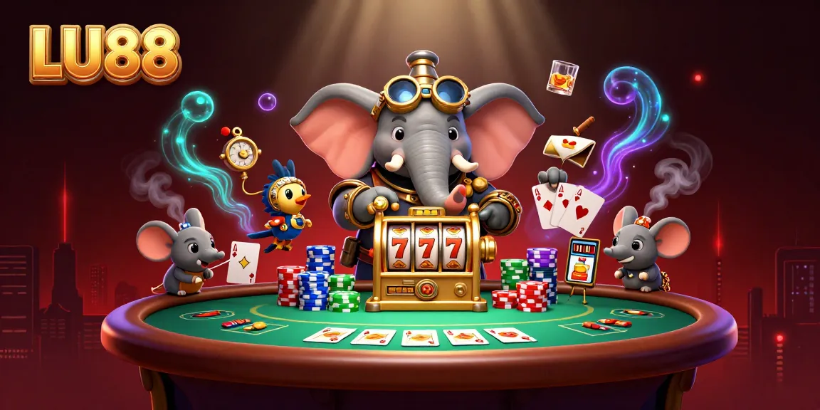 Experience the thrilling LU88 slot machines with a steampunk character in action.