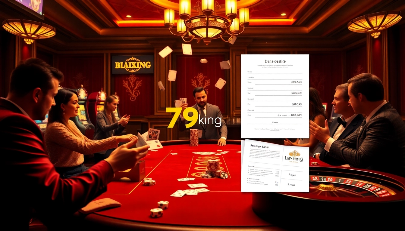 79king players enjoying an upscale casino experience with poker games and vibrant slot machines.