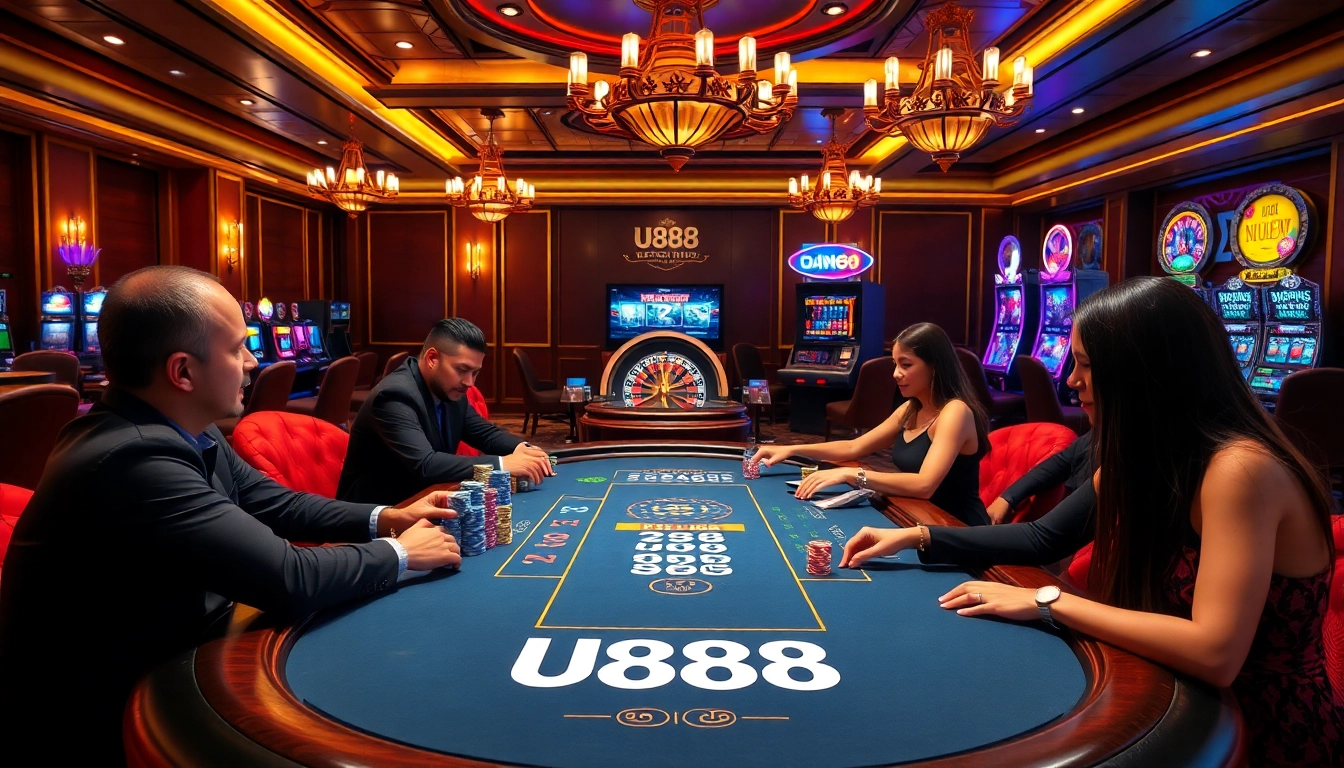 Experience high-stakes poker at the luxurious U888 casino, capturing thrilling moments of play.