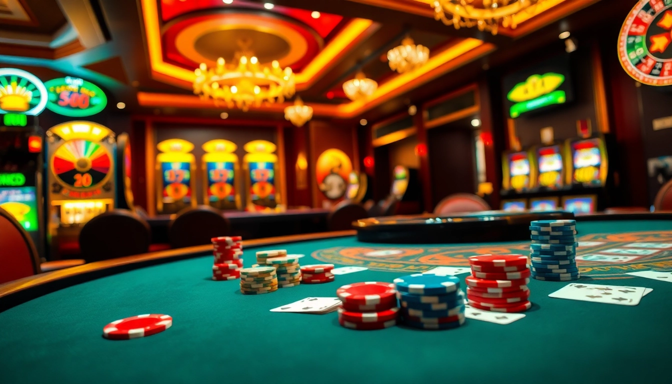 Join the thrilling action at the casino with KK55 poker chips and impressive card layouts.