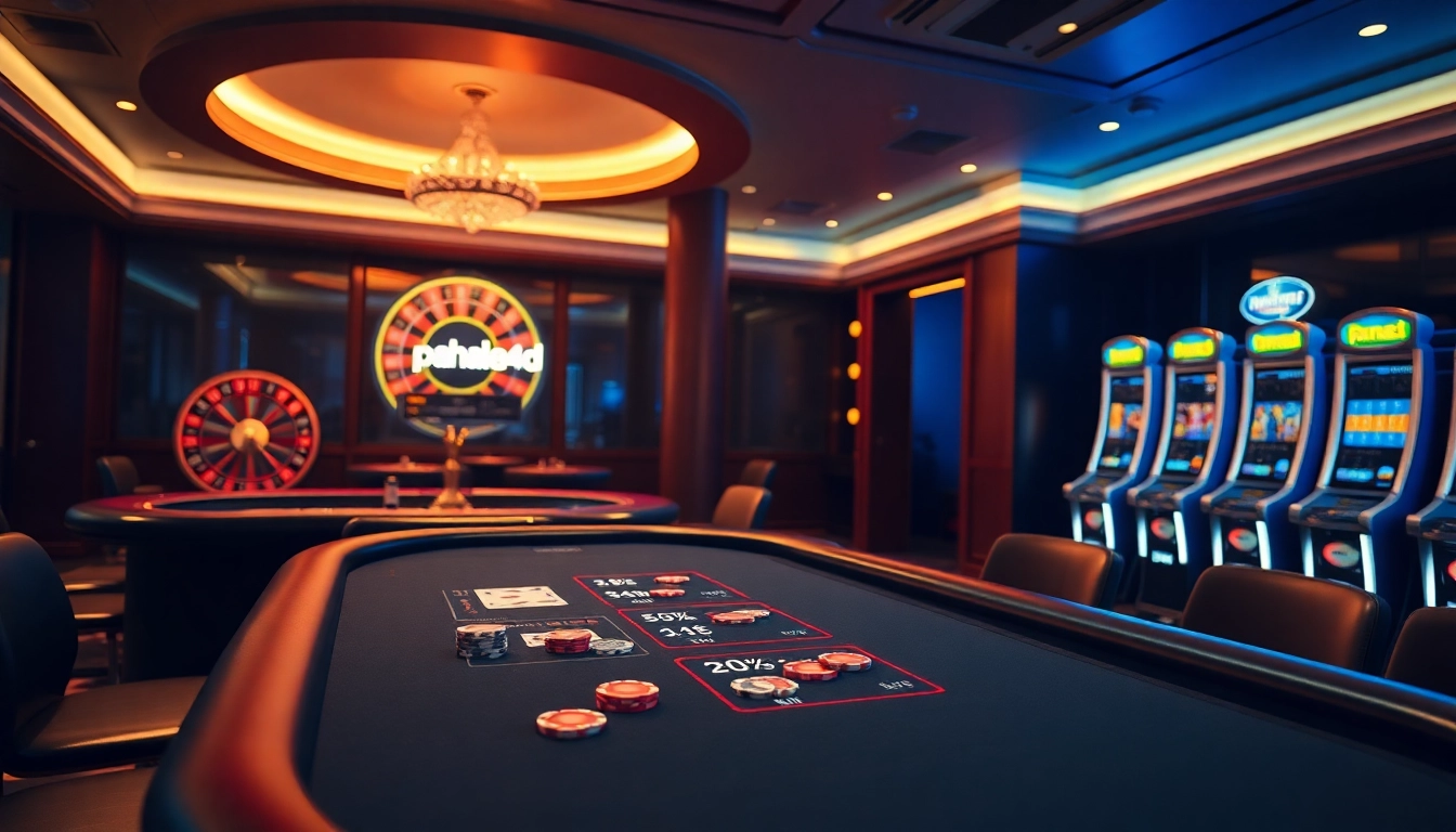 Exciting pahala4d poker table scene with vibrant chips and illuminated cards.