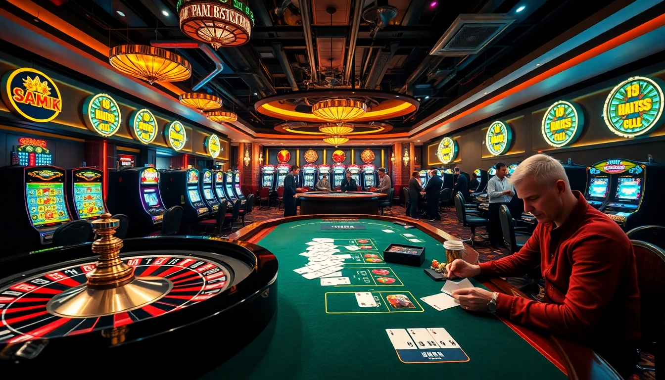 Experience the excitement of gambling with a vibrant casino scene depicting players analyzing result china outcomes at poker tables.