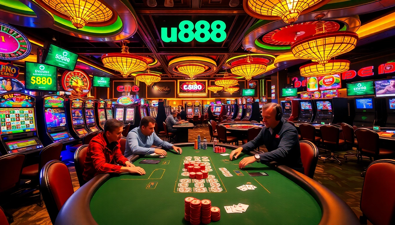 Experience high-stakes poker action with u 888, showcasing thrilling gameplay and luxury casino elements.