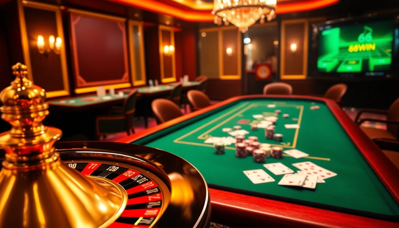 Engage in thrilling gameplay at 68WIN's vibrant online casino with roulette and poker action.