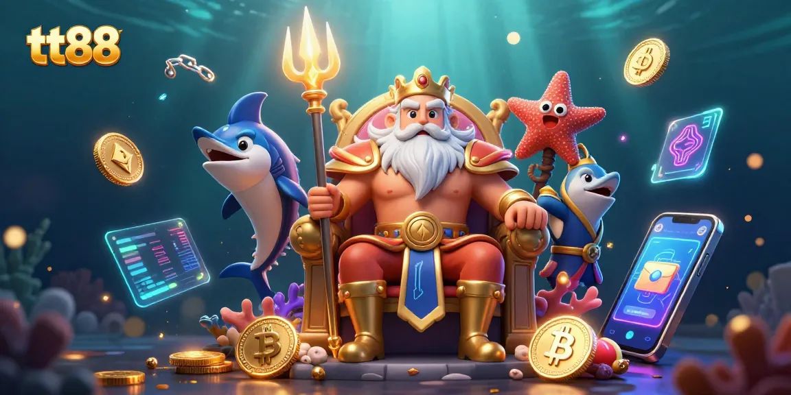 Experience thrilling gameplay at tt88 with Neptune and friends amidst vibrant casino elements.